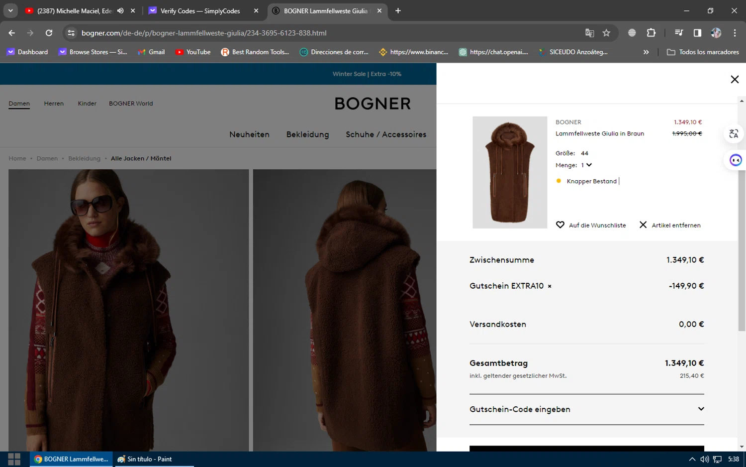 Bogner checkout page showing Bogner promo code box | Screenshot taken by SimplyCodes community member on Dec 27, 2023