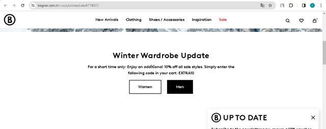 Bogner checkout page showing Bogner promo code box | Screenshot taken by SimplyCodes community member on Jan 11, 2024