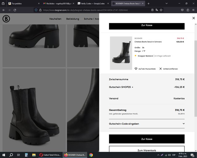Bogner checkout page showing Bogner promo code box | Screenshot taken by SimplyCodes community member on Dec 9, 2023