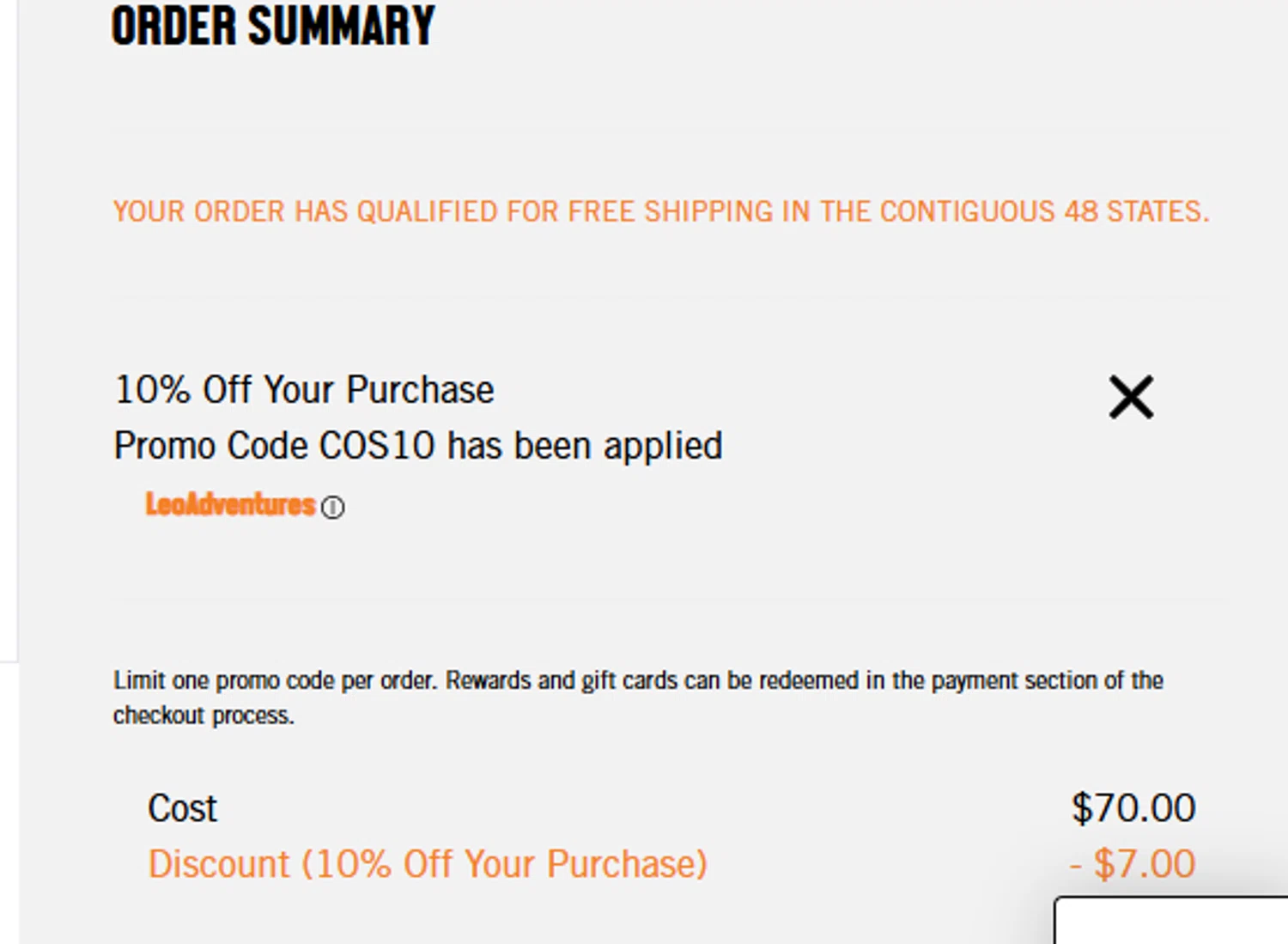 Bogs Footwear promo code screenshot showing code COS10 applied at Bogs Footwear checkout page. Uploaded by SimplyCodes community member Renery17 on Jun 12, 2025