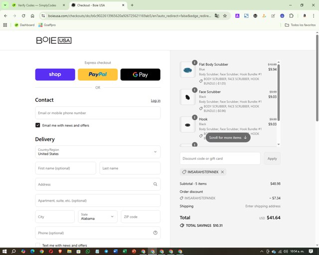 Boie USA checkout page showing Boie USA promo code box | Screenshot taken by SimplyCodes community member on Sep 4, 2025