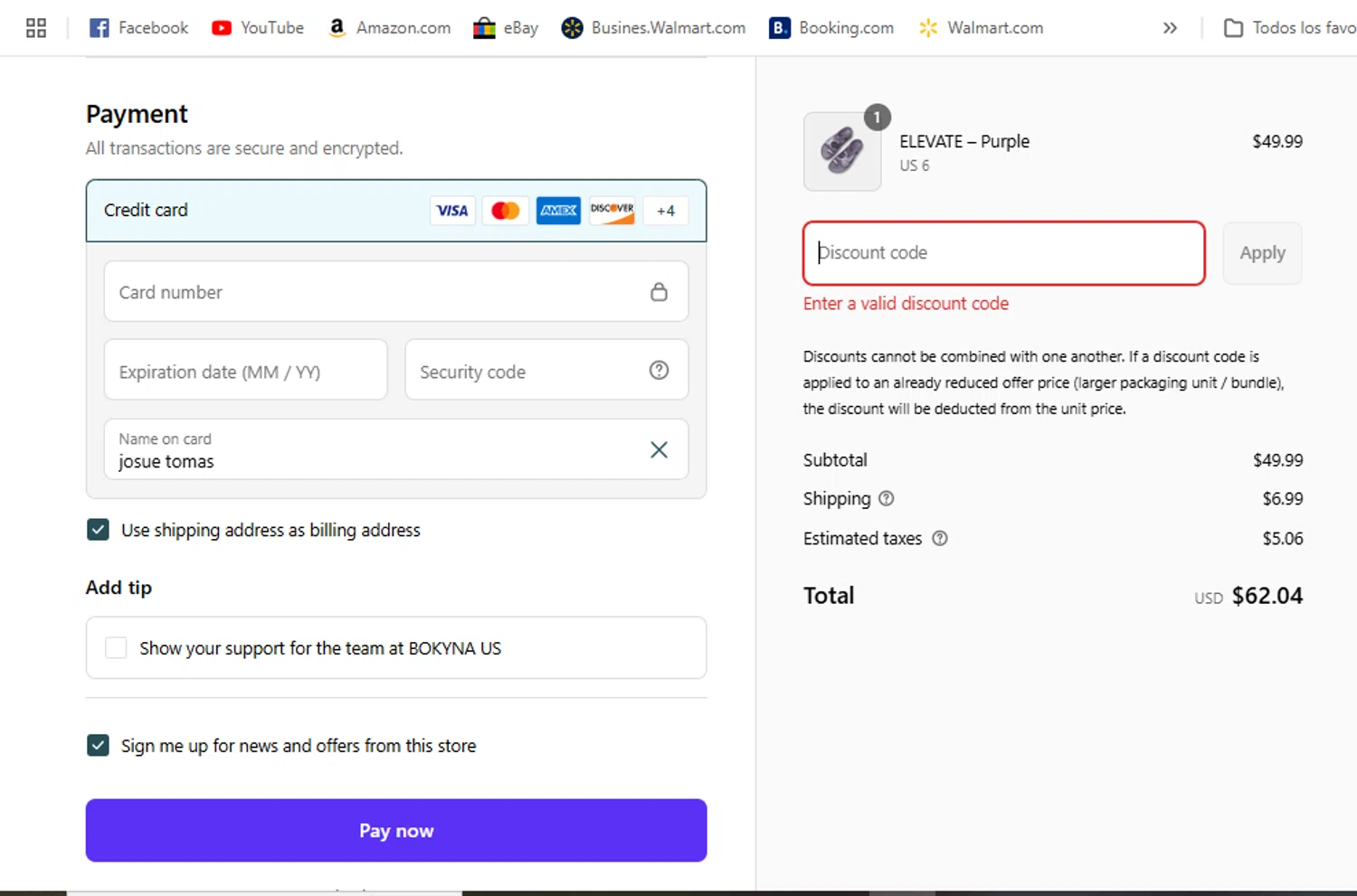 Bokyna discount code screenshot showing code BOKYNAS15 applied at Bokyna checkout page. Uploaded by SimplyCodes community member FrancyB on Aug 8, 2025