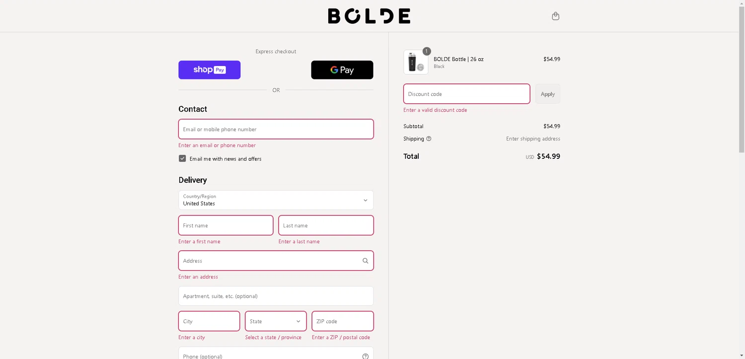 BOLDE discount code screenshot showing code BOGO applied at BOLDE checkout page. Uploaded by SimplyCodes community member CleverLynx8583 on Aug 6, 2025