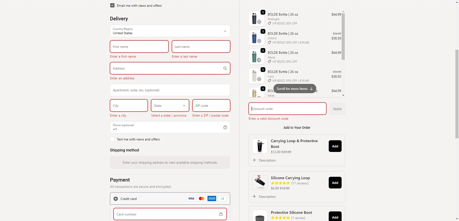 BOLDE discount code screenshot showing code HOLIDAY applied at BOLDE checkout page. Uploaded by SimplyCodes community member TreasureKnight4134 on Dec 18, 2025