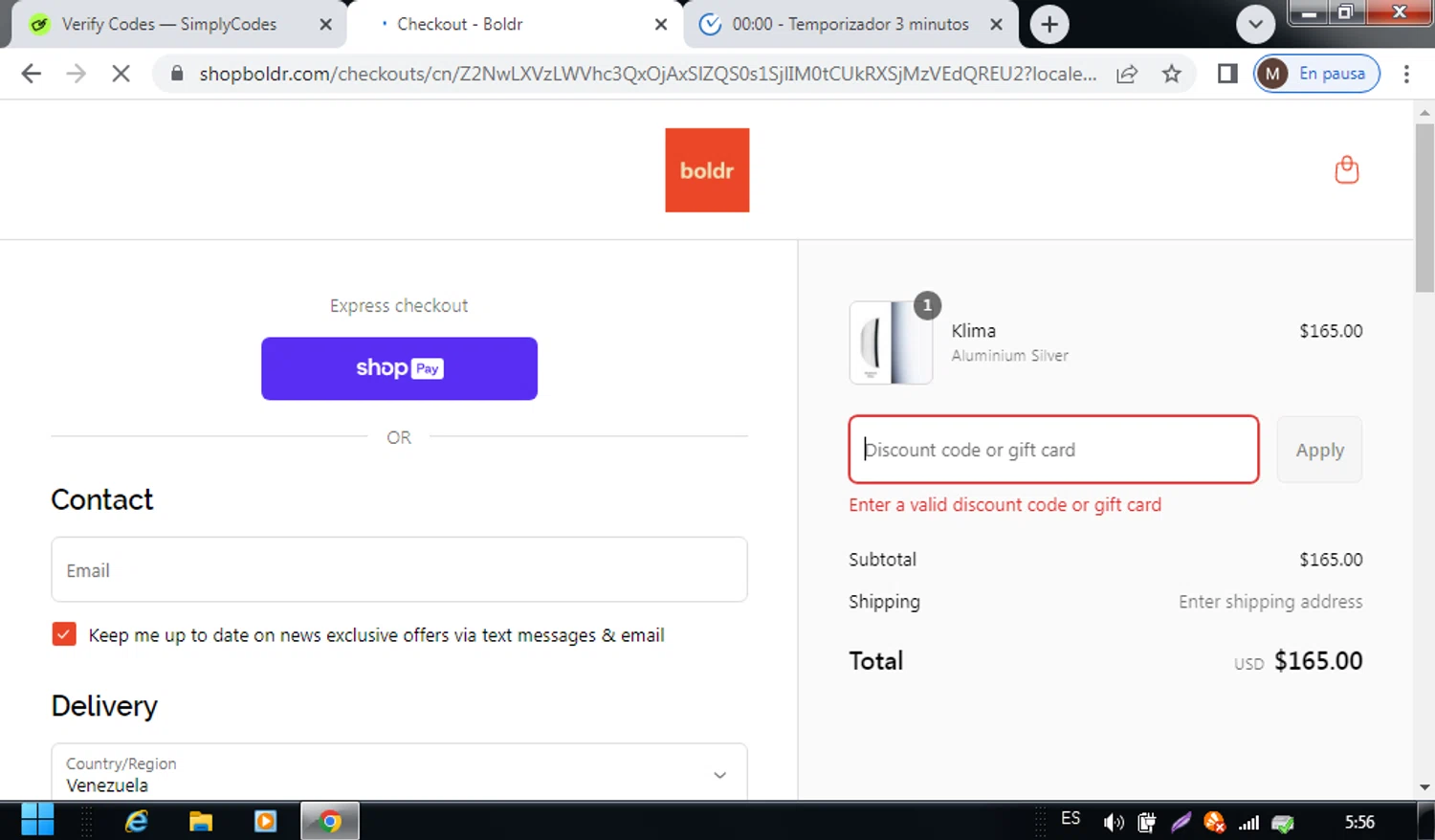 BOLDR Home promo code screenshot showing code maxtopvalue applied at BOLDR Home checkout page. Uploaded by SimplyCodes community member SwiftDefender9897 on May 20, 2025
