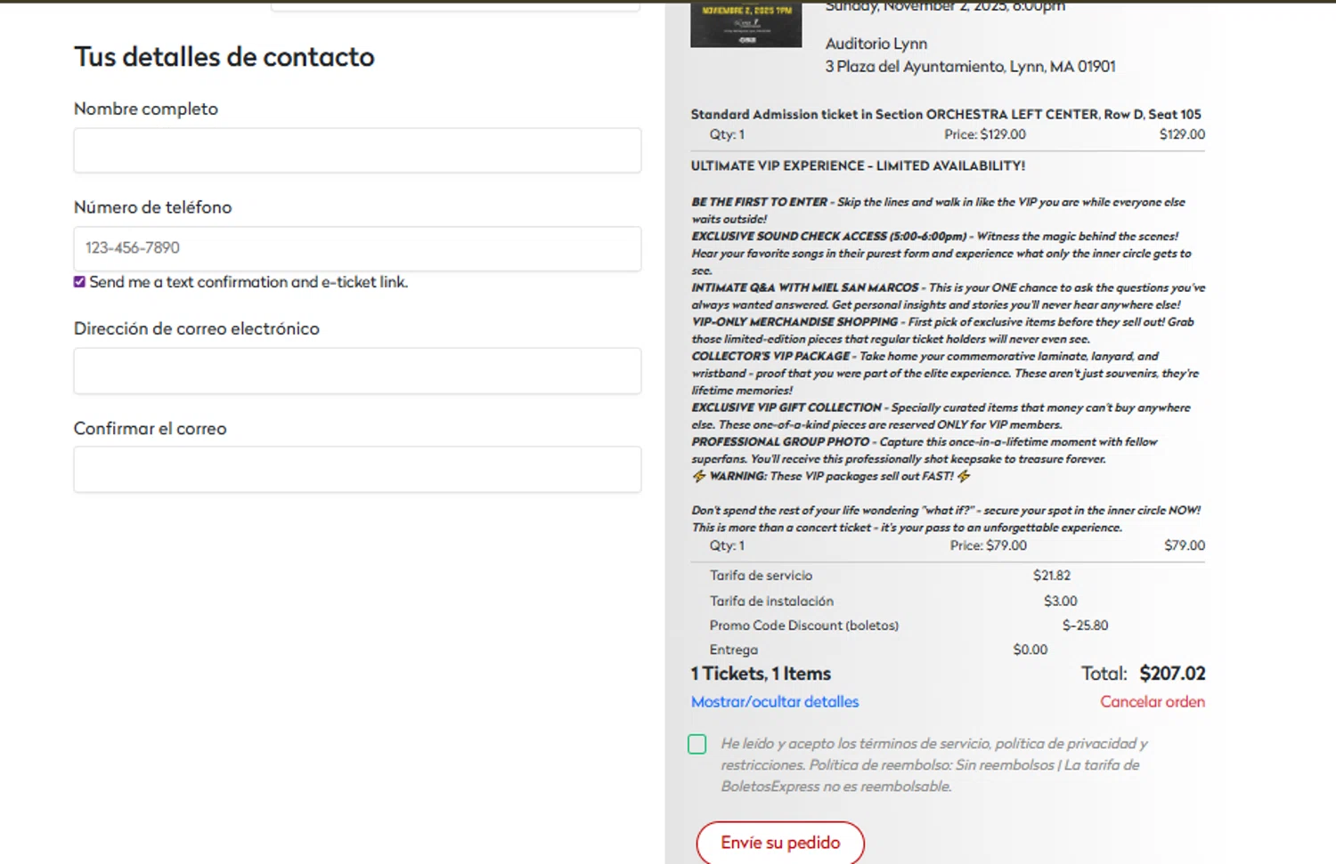 BoletosExpress promo code screenshot showing code boletos applied at BoletosExpress checkout page. Uploaded by SimplyCodes community member SimplyCVerlie on Oct 17, 2025