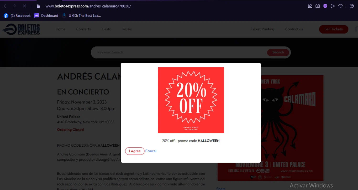 BoletosExpress checkout page showing BoletosExpress promo code box | Screenshot taken by SimplyCodes community member on Feb 22, 2024
