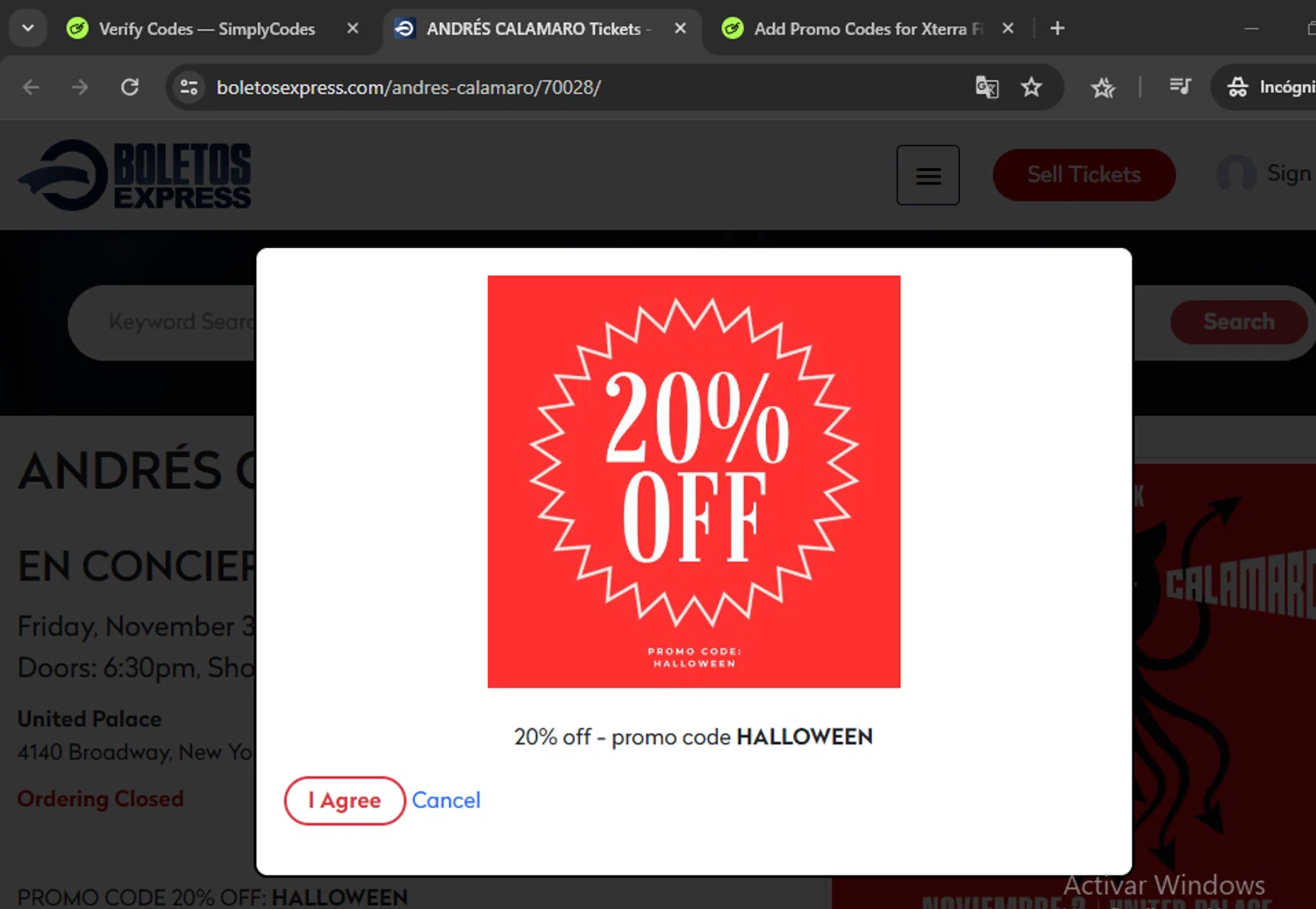 BoletosExpress checkout page showing BoletosExpress promo code box | Screenshot taken by SimplyCodes community member on Apr 20, 2024