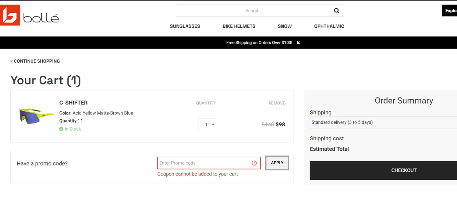 Bolle promo code screenshot showing code HONEY15 applied at Bolle checkout page. Uploaded by SimplyCodes community member LieutenantGhost on Apr 9, 2025