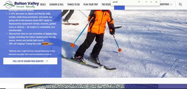 Bolton Valley checkout page showing Bolton Valley promo code box | Screenshot taken by SimplyCodes community member on Jun 6, 2025