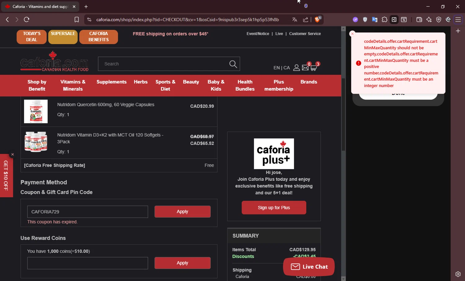 Bombshell Sportswear discount code screenshot showing code 44RLW392 applied at Bombshell Sportswear checkout page. Uploaded by SimplyCodes community member josetf27 on Aug 27, 2025
