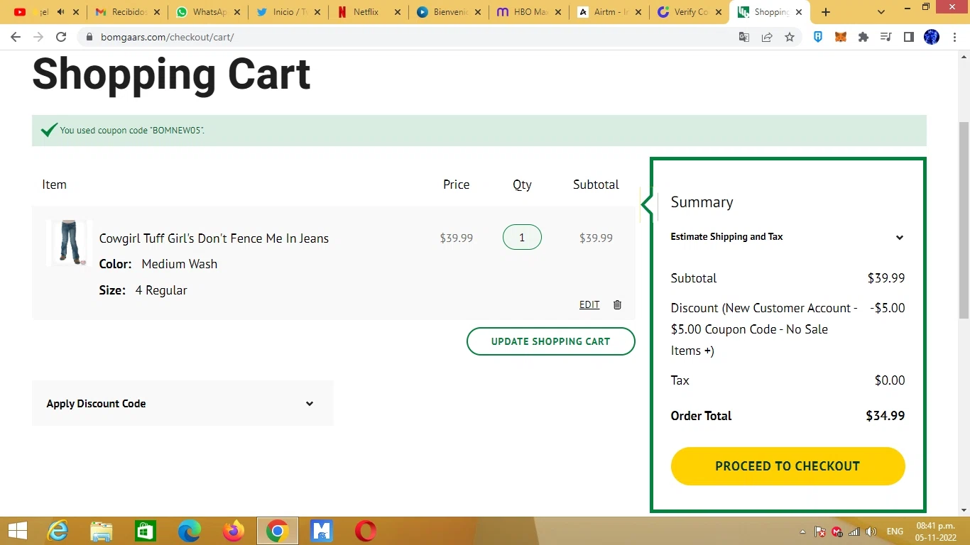 Bomgaars checkout page showing Bomgaars discount code box | Screenshot taken by SimplyCodes community member on Nov 5, 2022