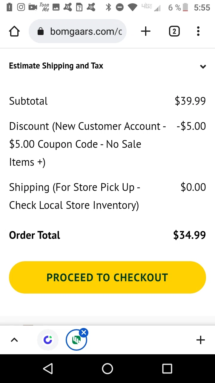 Bomgaars checkout page showing Bomgaars discount code box | Screenshot taken by SimplyCodes community member on Dec 5, 2022
