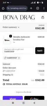 SABRYINSP coupon verification screenshot