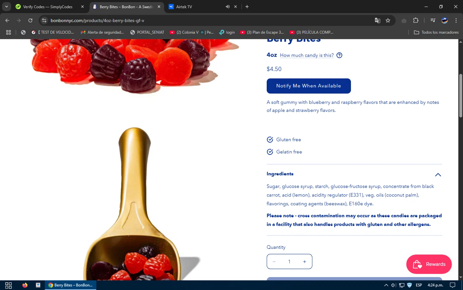 BonBon Candy promo code screenshot showing code SALTY15 applied at BonBon Candy checkout page. Uploaded by SimplyCodes community member SavvySage3352 on Apr 19, 2025