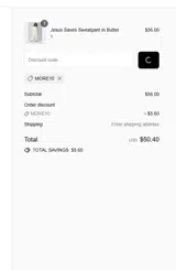 MORE10 coupon verification screenshot