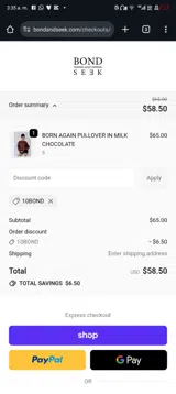 10BOND coupon verification screenshot