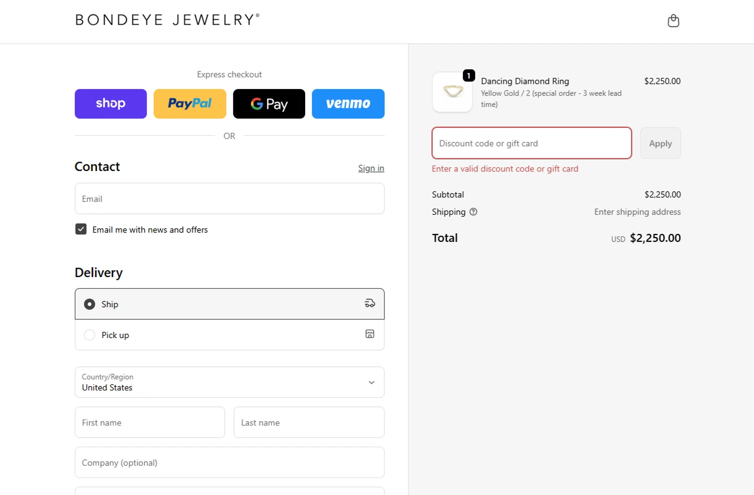 Bondeye Jewelry promo code screenshot showing code SELENA100 applied at Bondeye Jewelry checkout page. Uploaded by SimplyCodes community member VoucherVirtuoso2520 on Nov 16, 2025