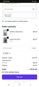 BP20 coupon verification screenshot