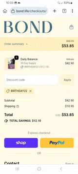BOND Life coupon verification screenshot