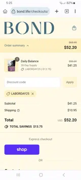 BOND Life coupon verification screenshot