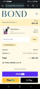 BOND Life coupon verification screenshot
