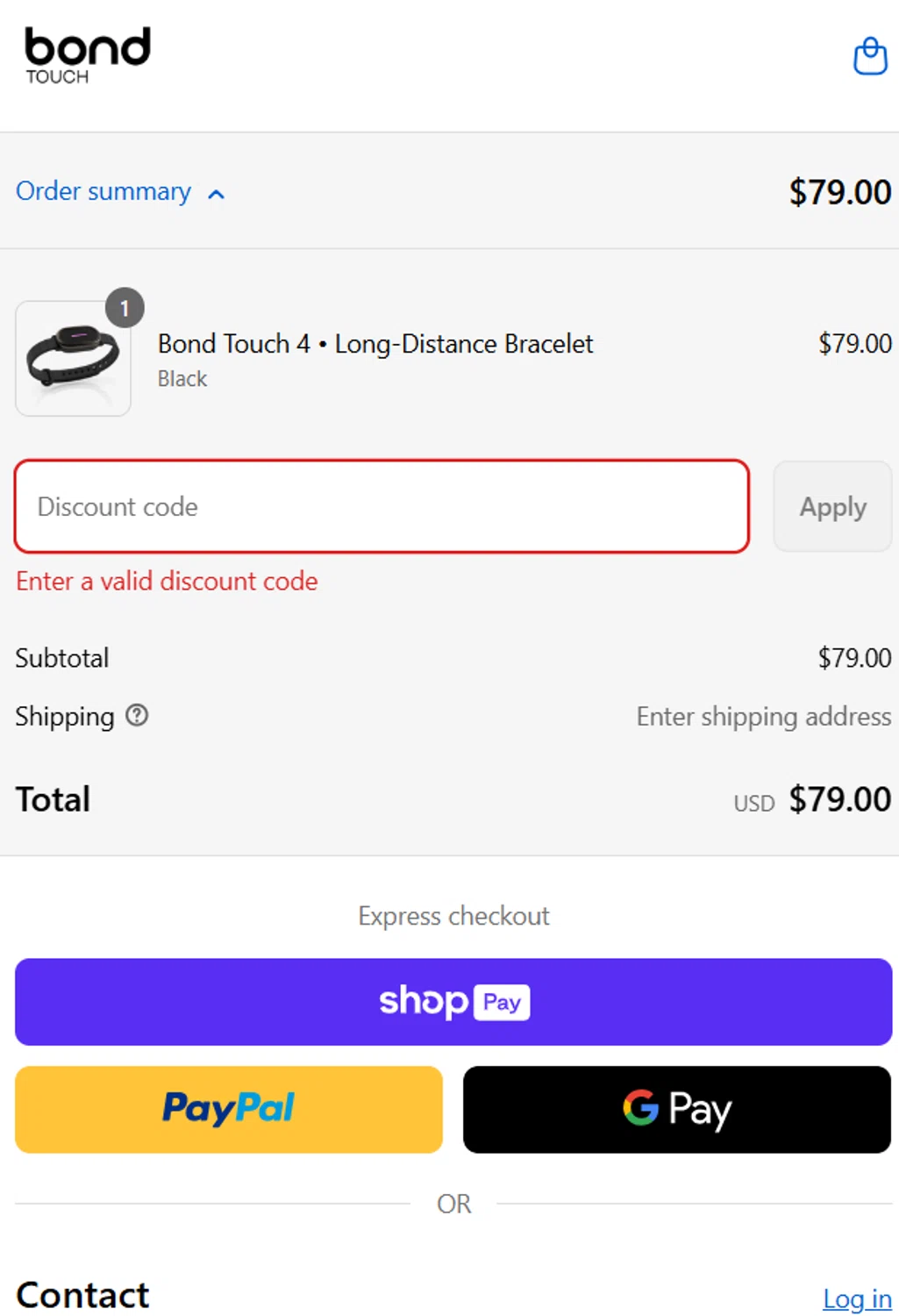 Bond Touch discount code screenshot showing code BT4GET2 applied at Bond Touch checkout page. Uploaded by SimplyCodes community member LegendaryHero6995 on Aug 22, 2025