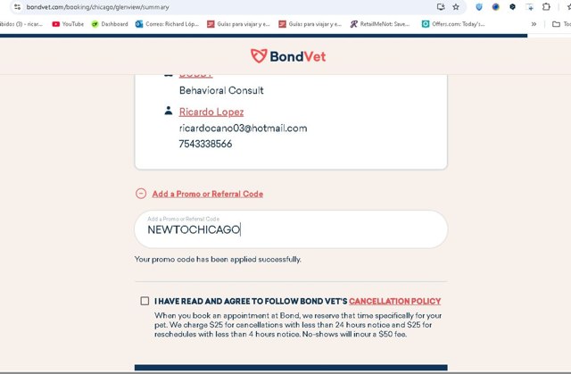 Bond Vet checkout page showing Bond Vet promo code box | Screenshot taken by SimplyCodes community member on Aug 26, 2025