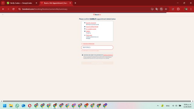 Bond Vet checkout page showing Bond Vet promo code box | Screenshot taken by SimplyCodes community member on Aug 13, 2025