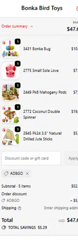 ADBGO coupon verification screenshot