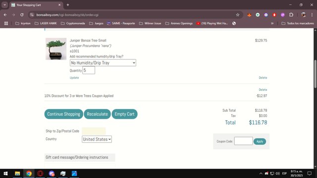 Bonsai Boy of New York checkout page showing Bonsai Boy of New York promo code box | Screenshot taken by SimplyCodes community member on May 30, 2025