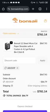 AB10VIP coupon verification screenshot