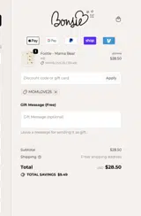 Bonsie coupon verification screenshot