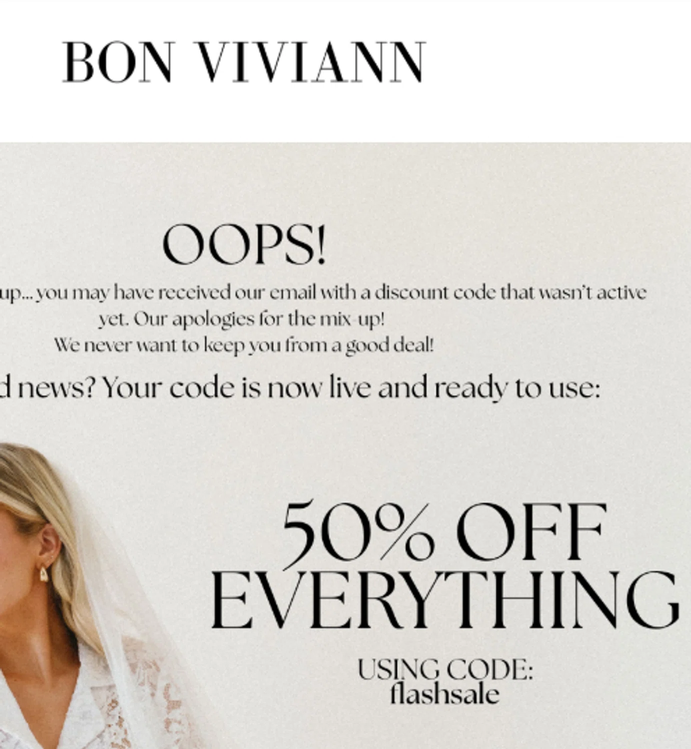 Bon Viviann promo code screenshot showing code FLASHSALE applied at Bon Viviann checkout page. Uploaded by SimplyCodes community member PASAJERO_TRUMAN on Aug 12, 2025