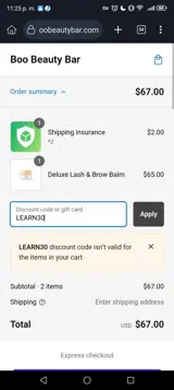 LEARN30 coupon verification screenshot