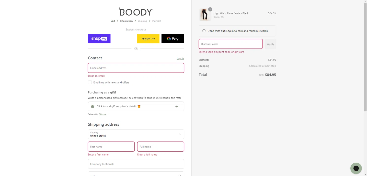 Boody discount code screenshot showing code BOODYAFF10 applied at Boody checkout page. Uploaded by SimplyCodes community member RewardTitan728 on Aug 12, 2025