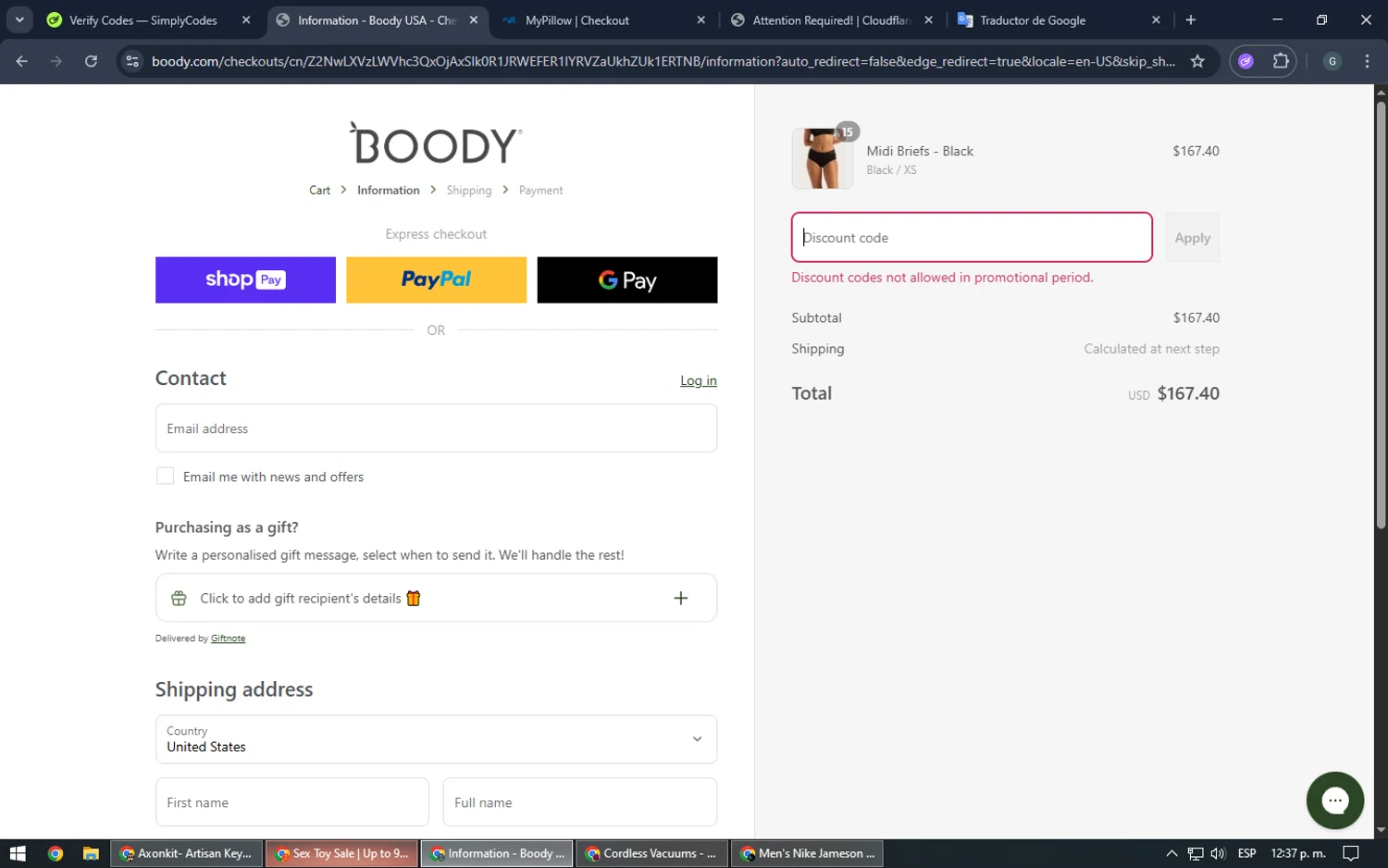 Boody discount code screenshot showing code SIMPLY15 applied at Boody checkout page. Uploaded by SimplyCodes community member TOUSEN on Jun 19, 2025
