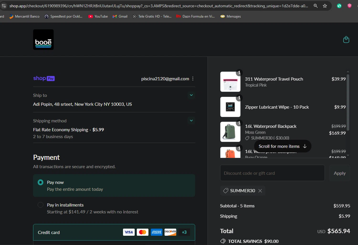 Booe discount code screenshot showing code summer30 applied at Booe checkout page. Uploaded by SimplyCodes community member aliriotrasmonte on Aug 8, 2025