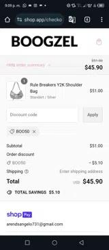 BOO50 coupon verification screenshot