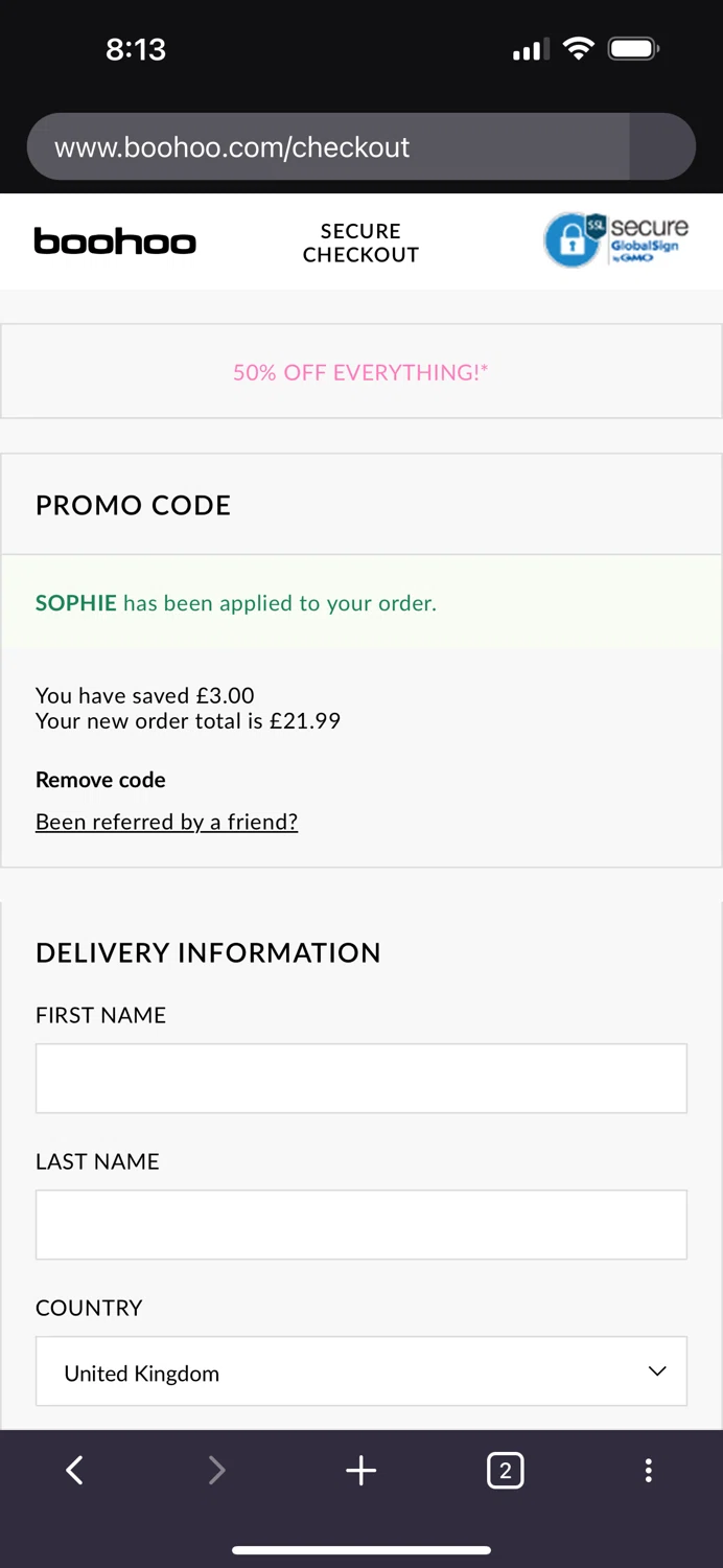 how to use Boohoo Canada coupons