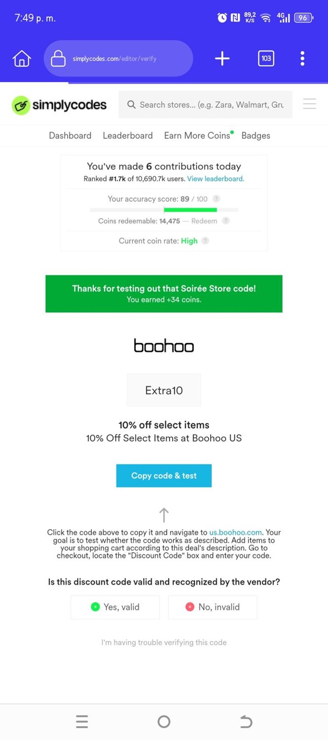 Boohoo US checkout page showing Boohoo US coupon code box | Screenshot taken by SimplyCodes community member on Aug 10, 2025