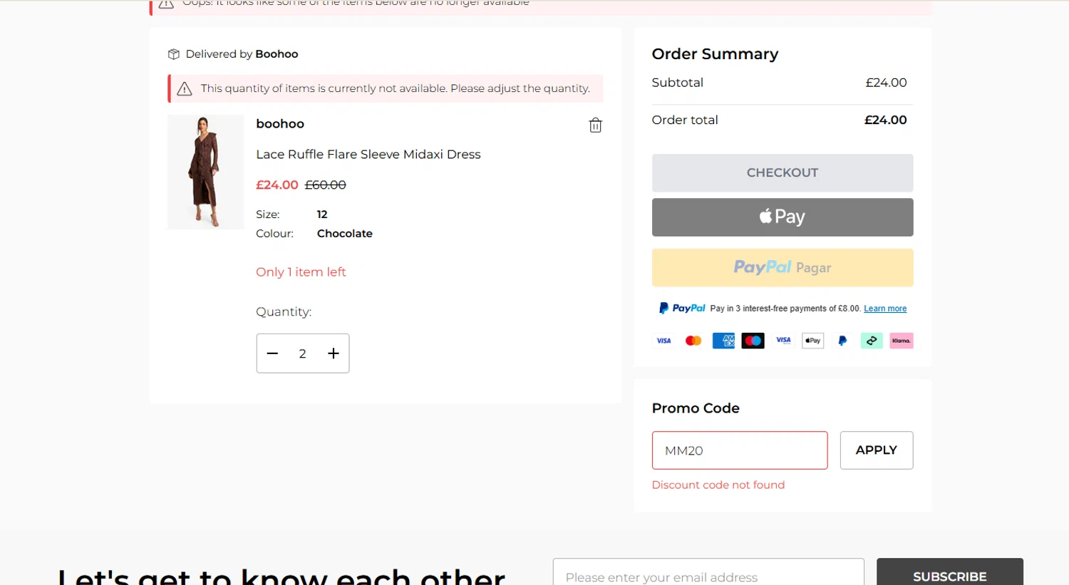 Boohoo US coupon code screenshot showing code SALEE applied at Boohoo US checkout page. Uploaded by SimplyCodes community member Marboroooooooooooo on Aug 11, 2025