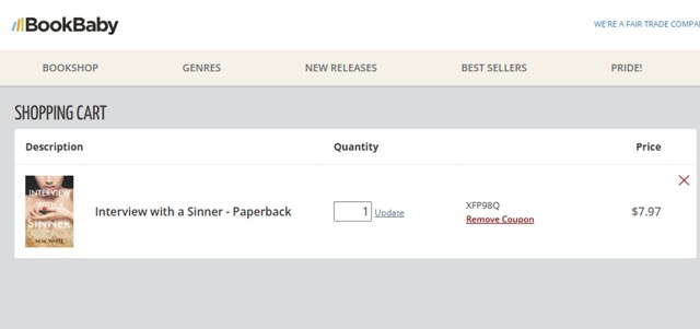 BookBaby checkout page showing BookBaby promo code box | Screenshot taken by SimplyCodes community member on Jul 2, 2025