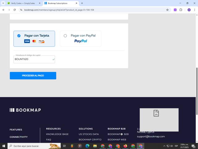 Bookmap checkout page showing Bookmap coupon code box | Screenshot taken by SimplyCodes community member on Jul 31, 2025