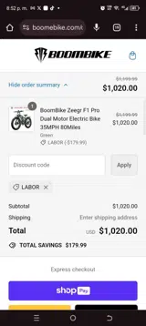 Labor coupon verification screenshot