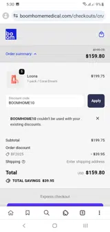 BOOMHOME10 coupon verification screenshot