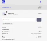 WELCOME10 coupon verification screenshot