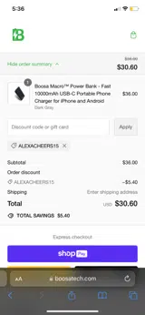 Boosa Tech coupon verification screenshot