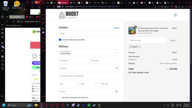 BOOST TOYS checkout page showing BOOST TOYS promo code box | Screenshot taken by SimplyCodes community member on Sep 16, 2025
