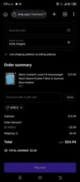 Adblo coupon verification screenshot